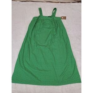 Vintage NWT Green White Daisy Floral Tied Cotton Overall Dress XS Cottagecore